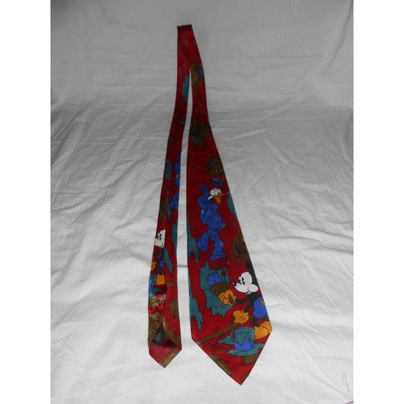 Disney Other - Vintage Disney Mickey Mouse Donald Duck Painting Music Tie Necktie Mens Red Blue